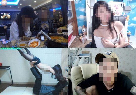 아프리카TV, 팝콘 등 인터넷 개인방송 서비스에서 욕설, 폭력, 선정성 등으로 논란을 빚은 방송 진행자(BJ)들이 방송하는 모습. 욕설·폭행 논란으로 물의를 빚은 아프리카TV BJ J씨(왼쪽)와 선정성으로 논란을 빚은 아프리카TV BJ S씨.